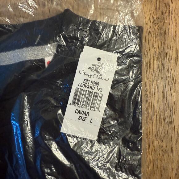 Play Cloths Leopard Cheetah Tee Shirt 100% Cotton Caviar Black Unisex Large - Picture 2 of 7